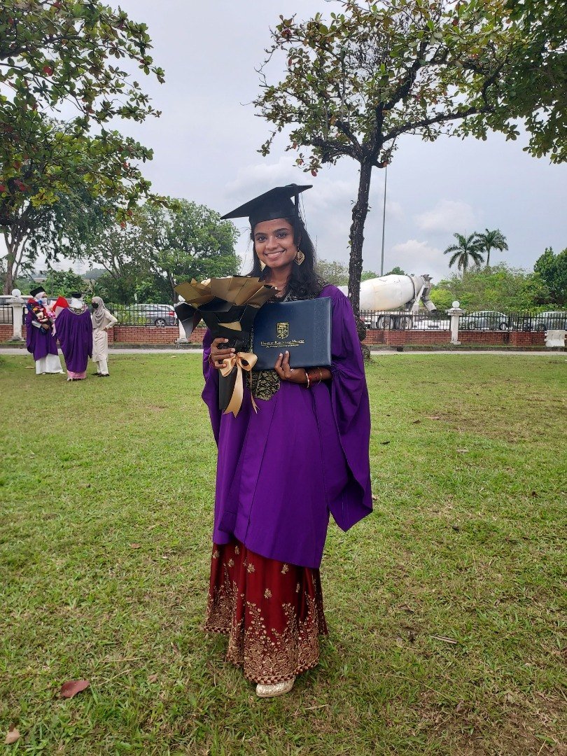 Priya Darshini celebrating her university graduation